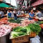 Bustling Cau Dien Market